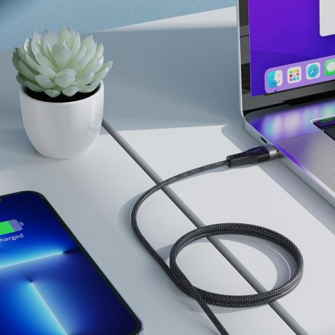 Kabel przewód USB-C 480Mb/s 100W z organizerem magnetycznym 1.2m - czarny