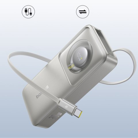 Powerbank Free2Pull 10000mAh 30W z portem USB-C i rozwijanym kablem USB-C - szary Powerbank Free2Pull 10000mAh 30W z portem USB-C i rozwijanym kablem USB-C - szary