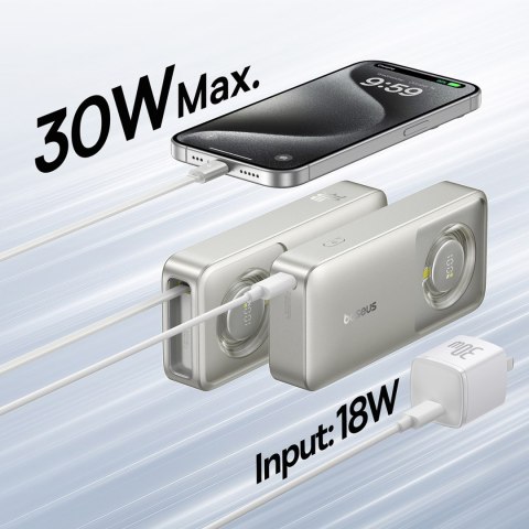 Powerbank Free2Pull 10000mAh 30W z portem USB-C i rozwijanym kablem USB-C - szary Powerbank Free2Pull 10000mAh 30W z portem USB-C i rozwijanym kablem USB-C - szary