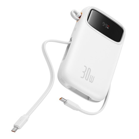 Powerbank QPow 2 20000mAh 30W z 2 wbudowanymi kablami USB-C - biały Powerbank QPow 2 20000mAh 30W z 2 wbudowanymi kablami USB-C - biały