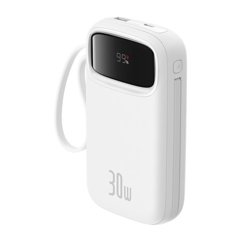Powerbank QPow 2 20000mAh 30W z 2 wbudowanymi kablami USB-C - biały Powerbank QPow 2 20000mAh 30W z 2 wbudowanymi kablami USB-C - biały