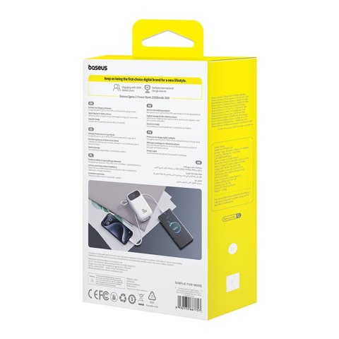 Powerbank QPow 2 20000mAh 30W z 2 wbudowanymi kablami USB-C - biały Powerbank QPow 2 20000mAh 30W z 2 wbudowanymi kablami USB-C - biały