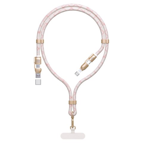 4w1 Kabel przewód smycz USB-A / USB-C / iPhone Lightning PD QC 65W 1.5m - różowy 4w1 Kabel przewód smycz USB-A / USB-C / iPhone Lightning PD QC 65W 1.5m - różowy