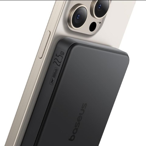 Powerbank Airpow II 10000mAh Qi2 MagSafe 22.5W z kablem USB-C 20V 3A 30cm - czarny Powerbank Airpow II 10000mAh Qi2 MagSafe 22.5W z kablem USB-C 20V 3A 30cm - czarny