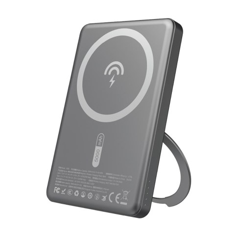 Powerbank z MagSafe i podstawką 20W PD 5000mAh - szary Powerbank z MagSafe i podstawką 20W PD 5000mAh - szary