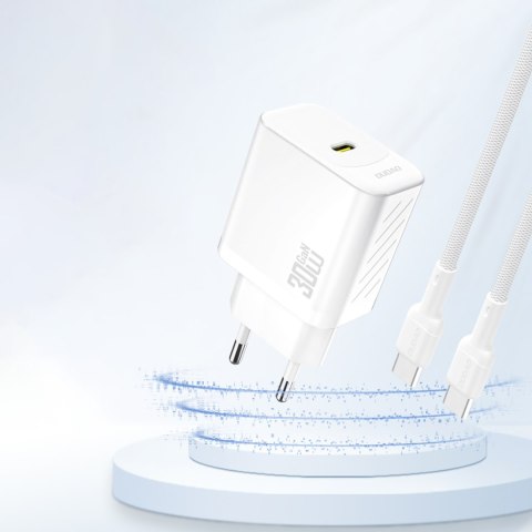 Szybka ładowarka sieciowa 30W PD GaN USB-C - biała Szybka ładowarka sieciowa 30W PD GaN USB-C - biała
