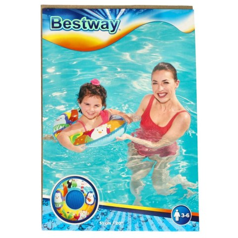 Kółko do pływania koło dmuchane kółko plażowe pingwinek 60 kg BESTWAY 36113 51 cm