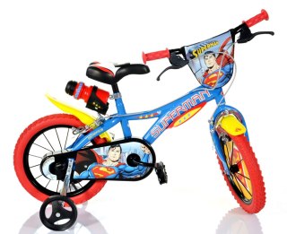 Rowerek Rower Dziecięcy dla Dziecka z Bocznymi Kółkami DINO SUPERMAN 14"