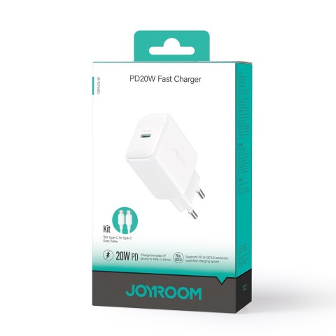 Ładowarka sieciowa USB-C PD QC 20W + kabel USB-C 1m - biała Ładowarka sieciowa USB-C PD QC 20W + kabel USB-C 1m - biała