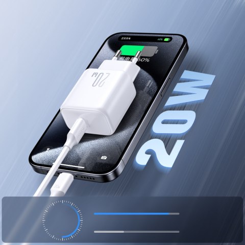 Ładowarka sieciowa USB-C PD QC 20W + kabel USB-C 1m - biała Ładowarka sieciowa USB-C PD QC 20W + kabel USB-C 1m - biała
