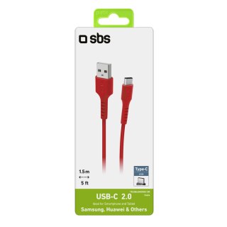 Kabel przewód USB-A - USB-C 1.5m - czerwony