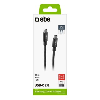 Kabel przewód USB-C Power Delivery 25W 1.5m - szary