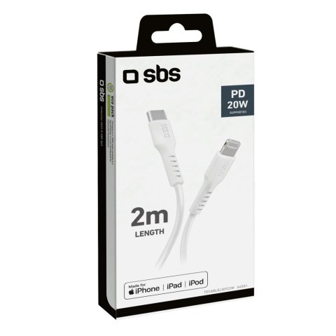 Kabel przewód USB-C - iPhone Lightning 2m - biały Kabel przewód USB-C - iPhone Lightning 2m - biały