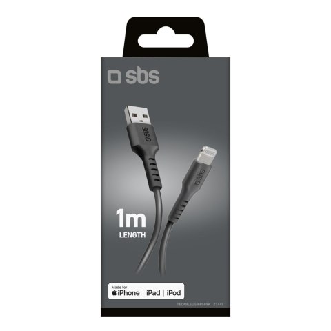 Kabel przewód z certyfikatem MFi USB-A - iPhone Lightning 1m - czarny Kabel przewód z certyfikatem MFi USB-A - iPhone Lightning 1m - czarny
