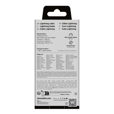 Kabel przewód z certyfikatem MFi USB-A - iPhone Lightning 1m - czarny Kabel przewód z certyfikatem MFi USB-A - iPhone Lightning 1m - czarny