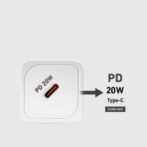 Ładowarka sieciowa GaN z Power Delivery 20W - biała