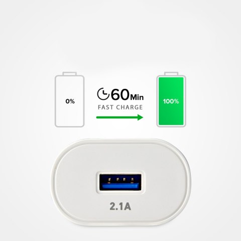 Ładowarka sieciowa USB-A 10W - biała Ładowarka sieciowa USB-A 10W - biała
