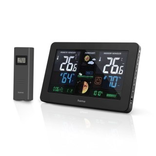 Stacja pogody Hama Premium z kolorowym wyświetlaczem USB - czarna