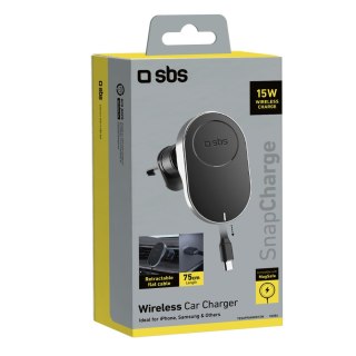 Uchwyt na smartfona z ładowarką bezprzewodową zwijanym kablem MagSafe - czarny