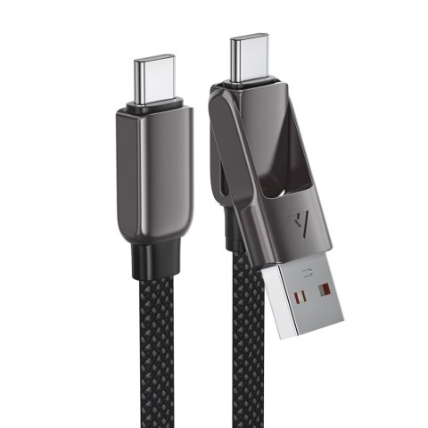Kabel przewód USB-C - USB-A / USB-C 480Mb/s 3A 0.2m - czarny Kabel przewód USB-C - USB-A / USB-C 480Mb/s 3A 0.2m - czarny