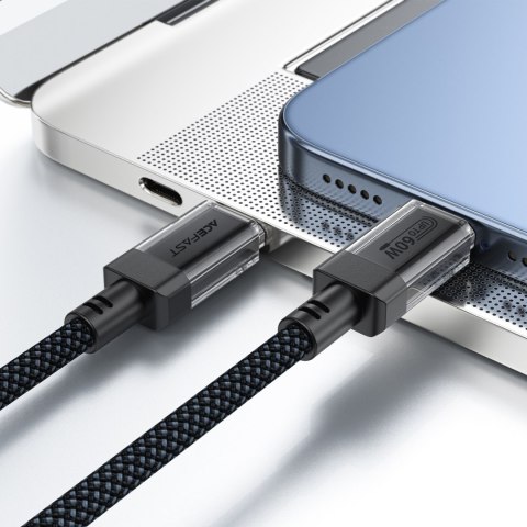 Kabel przewód USB-C z nylonowym oplotem PD 60W 480Mb/s - czarny Kabel przewód USB-C z nylonowym oplotem PD 60W 480Mb/s - czarny
