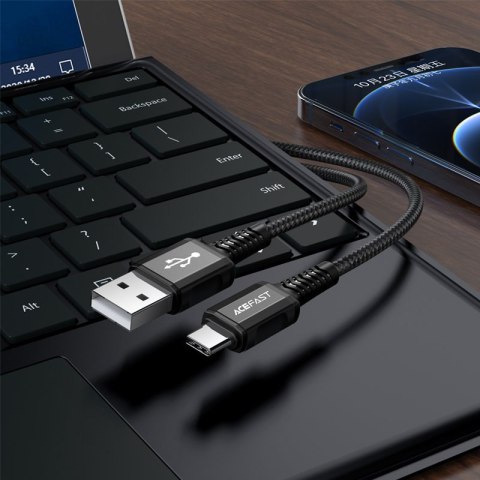 Kabel przewód w oplocie USB - USB-C 3A 1.2m czarny Kabel przewód w oplocie USB - USB-C 3A 1.2m czarny