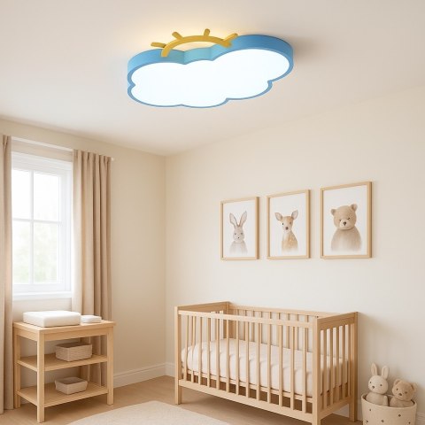 Lampa LED sufitowa plafon do pokoju dziecięcego ściemniana LUMELA + pilot chmurka niebieska