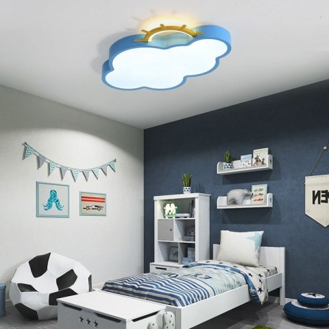 Lampa LED sufitowa plafon do pokoju dziecięcego ściemniana LUMELA + pilot chmurka niebieska