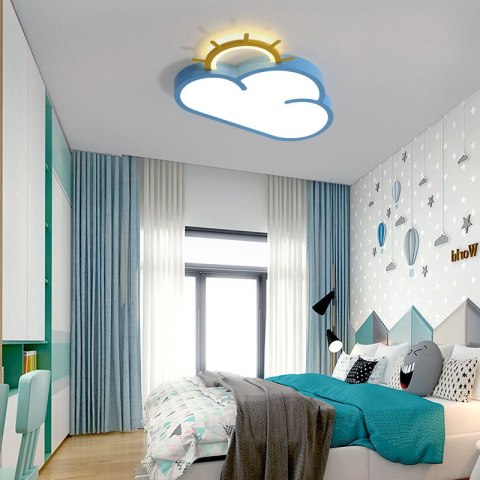 Lampa LED sufitowa plafon do pokoju dziecięcego ściemniana LUMELA + pilot chmurka niebieska