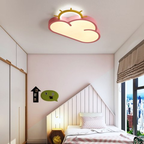 Lampa LED sufitowa plafon do pokoju dziecięcego ściemniana LUMELA + pilot chmurka różowa