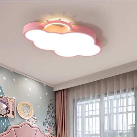 Lampa LED sufitowa plafon do pokoju dziecięcego ściemniana LUMELA + pilot chmurka różowa