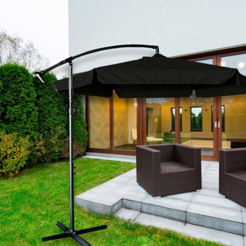Parasol ogrodowy duży składany z wysięgnikiem 290cm czarny