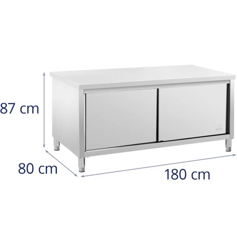 Stół gastronomiczny z szafką drzwi przesuwne 180 x 80 x 87 cm do 500 kg Stół gastronomiczny z szafką drzwi przesuwne 180 x 80 x 87 cm do 500 kg