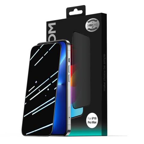 Szkło hartowane 2.5D Dustproof prywatyzujące z czarną ramką na iPhone 15 Plus/16 Plus