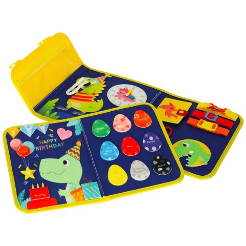 Tablica manipulacyjna sensoryczna montessori walizka plecak niebieska
