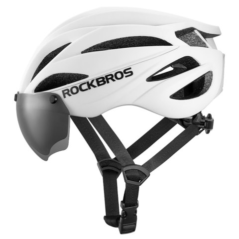 Kask rowerowy z szybką odpinanymi okularami z filtrem UV unisex - biały mat Kask rowerowy z szybką odpinanymi okularami z filtrem UV unisex - biały mat