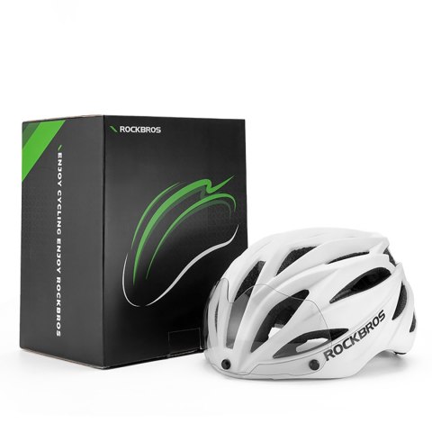 Kask rowerowy z szybką odpinanymi okularami z filtrem UV unisex - biały mat Kask rowerowy z szybką odpinanymi okularami z filtrem UV unisex - biały mat