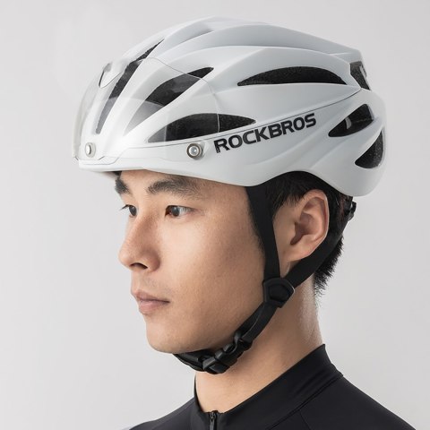 Kask rowerowy z szybką odpinanymi okularami z filtrem UV unisex - biały mat Kask rowerowy z szybką odpinanymi okularami z filtrem UV unisex - biały mat