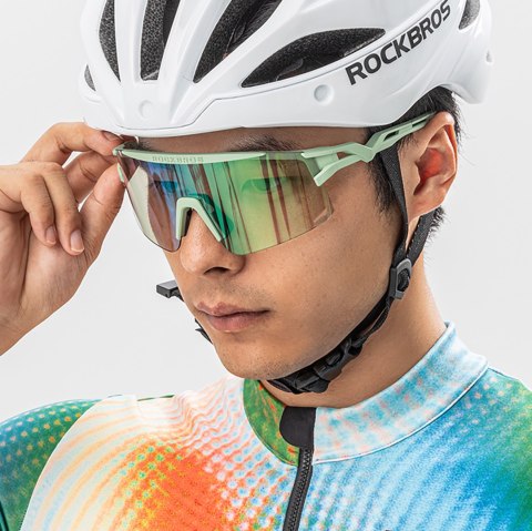 Okulary rowerowe fotochromowe z filtrem UV i wkładką korekcyjną - białe Okulary rowerowe fotochromowe z filtrem UV i wkładką korekcyjną - białe