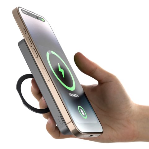 Powerbank K28 10000mAh z MagSafe z metalową obudową i podstawką PD 22.5W - srebrny Powerbank K28 10000mAh z MagSafe z metalową obudową i podstawką PD 22.5W - srebrny