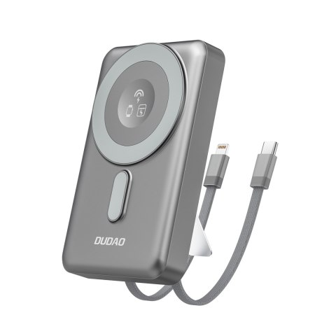 Powerbank K29 10000mAh MagSafe metalowa obudowa podstawka kable USB-C iPhone Lightning PD 20W - szary Powerbank K29 10000mAh MagSafe metalowa obudowa podstawka kable USB-C iPhone Lightning PD 20W - szary