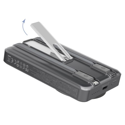 Powerbank K29 10000mAh MagSafe metalowa obudowa podstawka kable USB-C iPhone Lightning PD 20W - szary Powerbank K29 10000mAh MagSafe metalowa obudowa podstawka kable USB-C iPhone Lightning PD 20W - szary