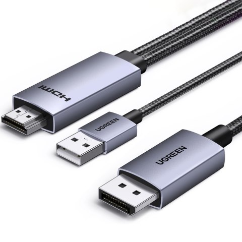 Kabel kierunkowy HDMI - DisplayPort 4K 60Hz 2m - szary Kabel kierunkowy HDMI - DisplayPort 4K 60Hz 2m - szary