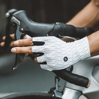 Rękawiczki rowerowe kolarskie szosowe rozmiar L - biało-czarne