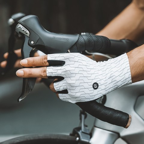 Rękawiczki rowerowe kolarskie szosowe rozmiar L - biało-czarne Rękawiczki rowerowe kolarskie szosowe rozmiar L - biało-czarne