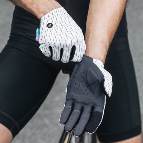 Rękawiczki sportowe rowerowe pełne wiosenno-letnie rozmiar S - biało-czarne Rękawiczki sportowe rowerowe pełne wiosenno-letnie rozmiar S - biało-czarne