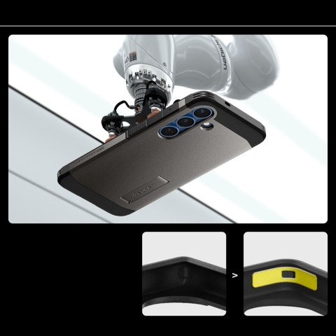 Etui na Samsung Galaxy S25 z podstawką Tough Armor MagSafe - szare Etui na Samsung Galaxy S25 z podstawką Tough Armor MagSafe - szare