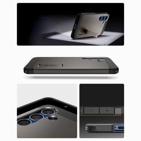 Etui na Samsung Galaxy S25 z podstawką Tough Armor MagSafe - szare Etui na Samsung Galaxy S25 z podstawką Tough Armor MagSafe - szare