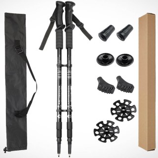 Kijki kije trekkingowe do nordic walking składane 2 sztuki czarne