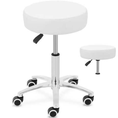 Taboret stołek kosmetyczny na kółkach do 120 kg COMO - biały Taboret stołek kosmetyczny na kółkach do 120 kg COMO - biały
